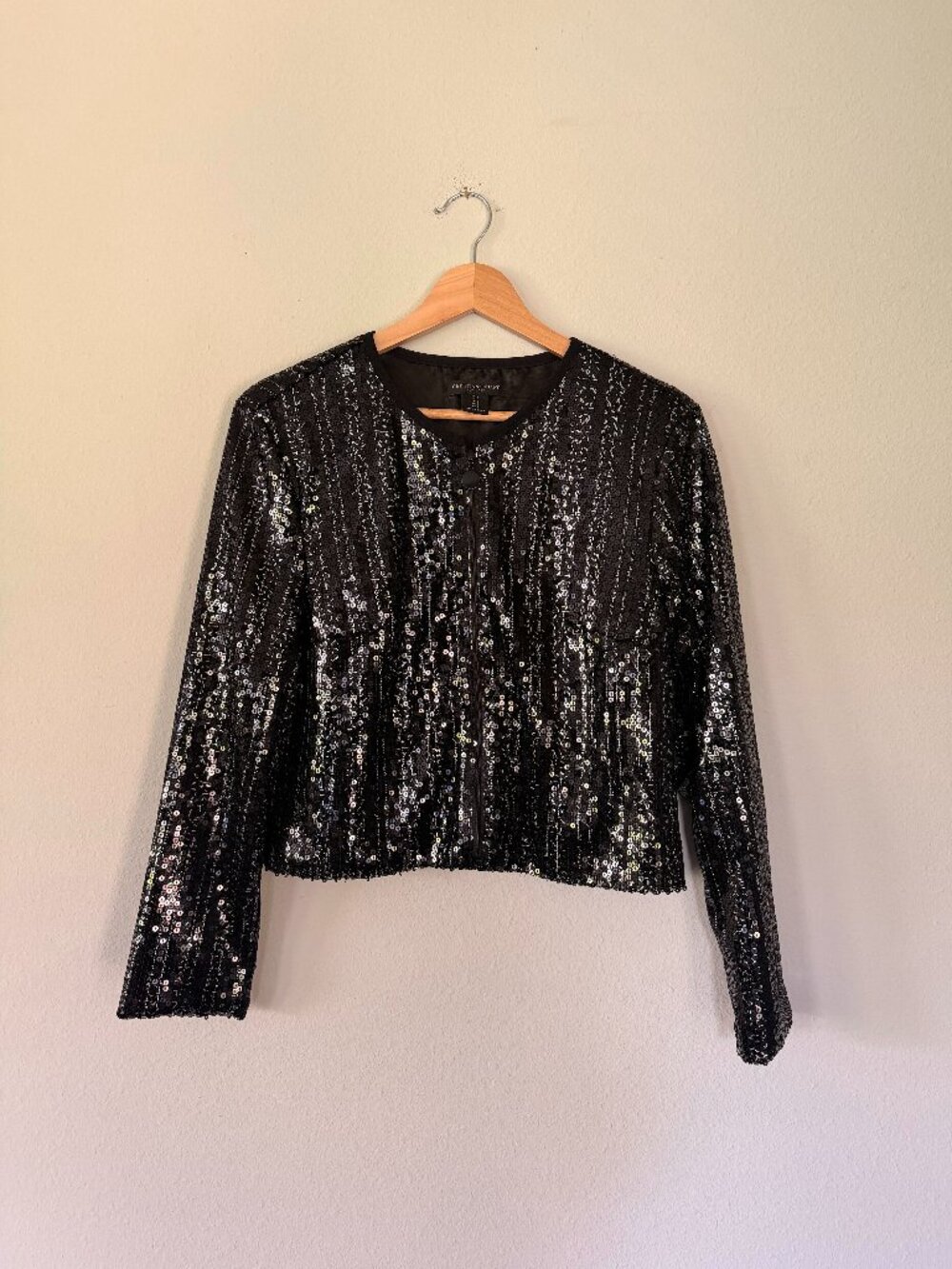 Christian Siriano Black Sequin Cropped Jacket - Sz S